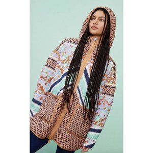 Free People Pria Printed Packable Hooded Puffer Jacket Size Large